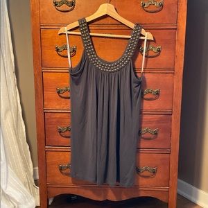 Dark grey tank/tunic with bronze detailing